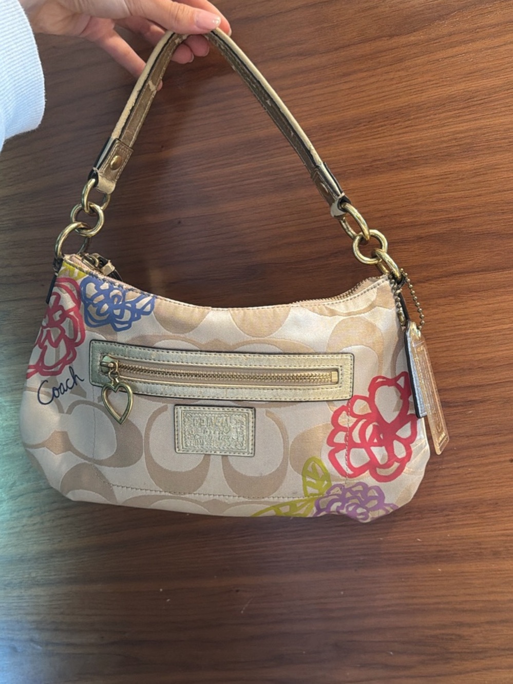 Coach Signature Scribble Floral Shoulder Bag